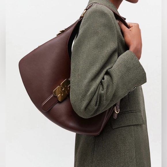 GANNI Butterfly Logo Chicory Coffee Small Kat Shoulder Bag #A7302 - Picture 4 of 15